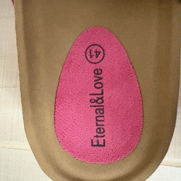 Eternal & Love PINK SUEDE BUCKLE PLATFORM SANDALS Women’s Sz 41 (US Sz 10) NEW - Picture 7 of 11